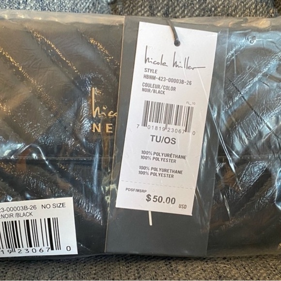 Nicole Miller Quilted Black Chevron Crossbody/Shoulder Bag - NWT - Picture 3 of 7